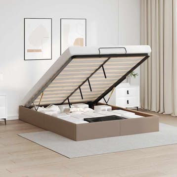 vidaXL Bedframe zonder matras 140x190 cm kunstleer, Overige materialen, Bruin, Verzenden, Nieuw