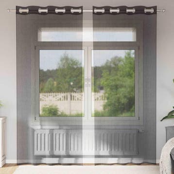 vidaXL Gordijnen voile met doorvoertules 2 st 140x245 cm, Verzenden, Nieuw, Zwart