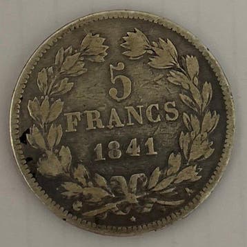 Frankrijk. Louis Philippe I. 5 Francs 1841-A, Paris (Zonder