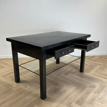 balie / tafel (hxbxd) 100x163x103 cm 2 lades + glasplaat,, Ophalen of Verzenden, Gebruikt, Bureau