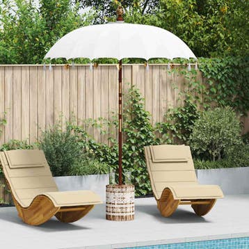 vidaXL Balinese parasol met basis 250 Crème en Wit 190 x 190, Verzenden, Nieuw, 1 tot 2 meter