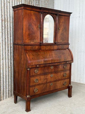 Mahogany veneered and gilt bronze mounted - Cilinderbureau -