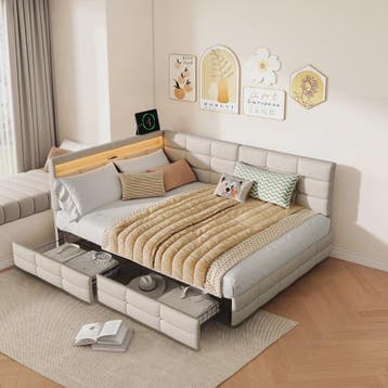 Multifunctioneel Sofa Bed met LED Verlichting, USB Opladen e, Huis en Inrichting, Slaapkamer | Bedden, Verzenden, Nieuw