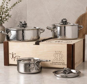Ruffoni - Kookpottenset (3) - Staal - Met houten doos