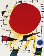 Joan Miró - “Le soleil rouge, 1974”. - 50 x 40 cm. - Jaren