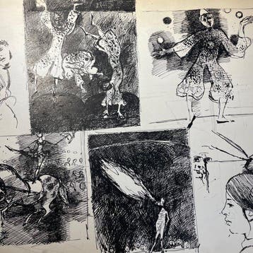 Yves Ganne (1931-2019) - Scènes de cirque, clowns,, Antiek en Kunst
