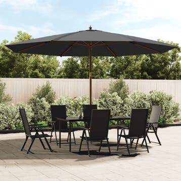 vidaXL Parasol met houten paal 400x273 cm antracietkleurig, Tuin en Terras, Parasols, Verzenden, Nieuw, Meer dan 4 meter