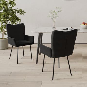 vidaXL Eetkamerstoelen 2 st fluweel zwart, Huis en Inrichting, Stoelen, Verzenden, Nieuw, Zwart