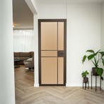 Stalen Binnendeur - 6 Vlaks - Brons - Mat glas - Met slot, Minder dan 80 cm, Binnendeur, Nieuw, Metaal