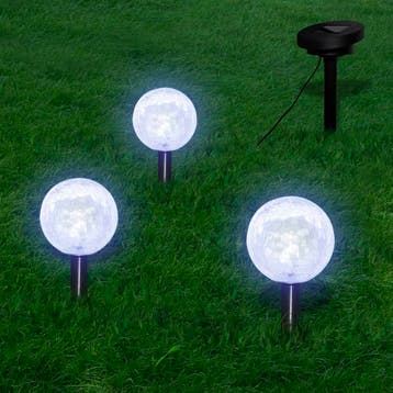 vidaXL Solarbollampen 3 st LED met grondankers en, Tuin en Terras, Verzenden, Nieuw, Glas, Zonne-energie