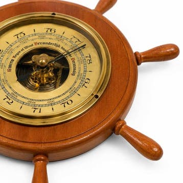Aneroid barometer - Hout, Messing, Glas - Aneroïde barometer, Antiek en Kunst