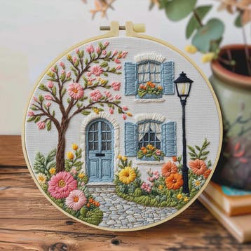 Borduurpakket 'De Tuin voor de Deur' - DIY Handwerk Kit 20x2, Verzenden, Nieuw