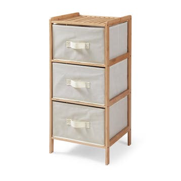 Ladekast Maldon met stoffen lades 79x37x35 cm naturel en bei, Verzenden, Nieuw