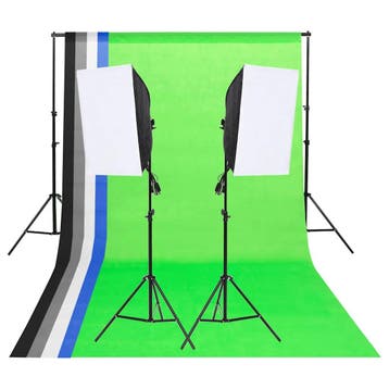 vidaXL Studioverlichtingsset met achtergronden en softboxen, Verzenden, Nieuw