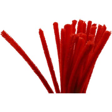Chenille, L: 30 cm, dikte 9 mm, rood, 25 stuk/ 1 doos, Nieuw