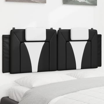 vidaXL Hoofdbordkussen Viana 152 cm kunstleer zwart en wit, Verzenden, Nieuw, Zwart, Overige materialen