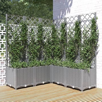 vidaXL Plantenbak met latwerk 120x120x136 cm polypropeen, Kunststof, 100 cm of meer, Verzenden, Nieuw