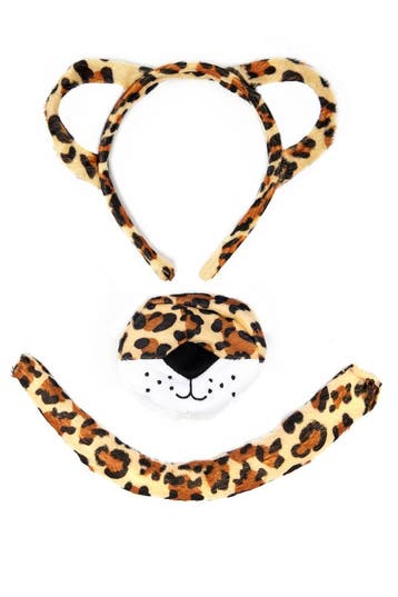KIMU® Luipaard Haarband Oren Neus Staart Diadeem Set Bruin L, Ophalen of Verzenden, Nieuw, Carnaval, Accessoires