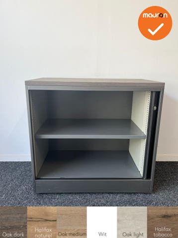 Roldeurkast - Ahrend - 74x80x45cm - antracietgrijs met zwart, Werkplek, Ophalen of Verzenden, Gebruikt, Kast