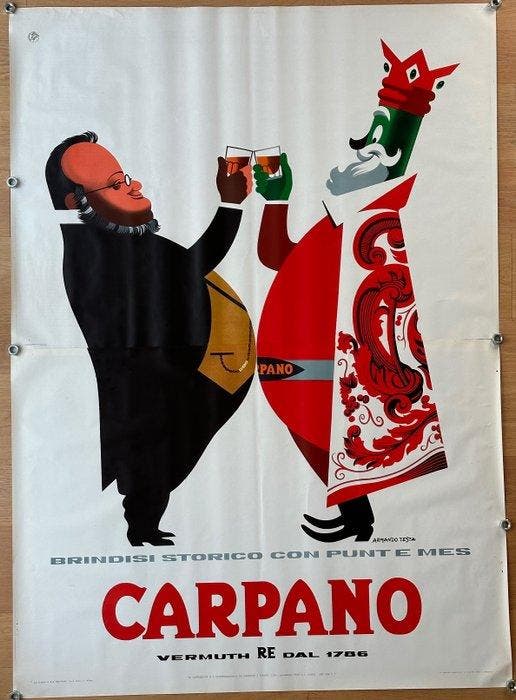 Armando Testa - Armando Testa - poster pubblicitario-, Antiek en Kunst, Kunst | Tekeningen en Foto's