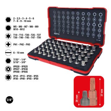 KS Tools 1/4 Extra Korte Bit-dopsleutelset 50-delig, Verzenden, Nieuw