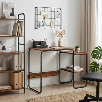 vidaXL Bureau met opbergruimte Eikenhout 100 x 50 x 75 cm, Verzenden, Nieuw