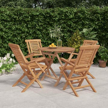 vidaXL 5-delige Tuinset massief teakhout, Verzenden, Nieuw, Hout, Tuinset