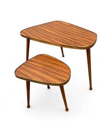 Bijzettafel - Hout - Vintage set van twee houten