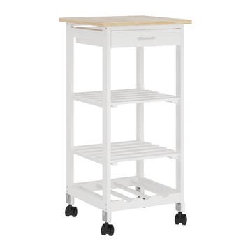 Serveerwagen Bolmanralu 76x37x37 cm wit naturel en zwart [en, Verzenden