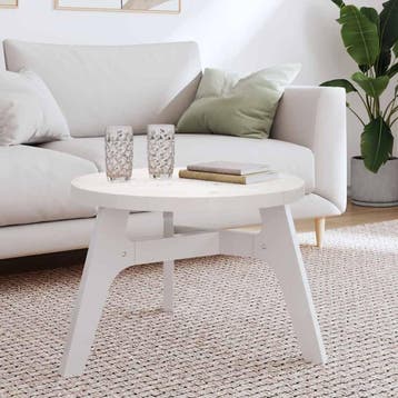 vidaXL Tafelblad rond Ø60x3 cm massief grenenhout wit, Verzenden, Nieuw