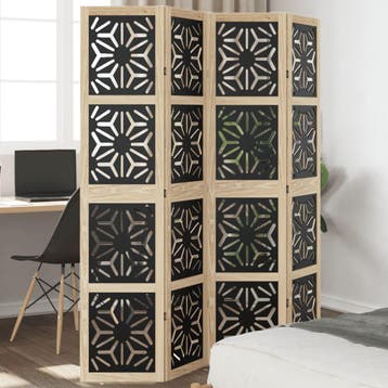 vidaXL Kamerscherm met 4 panelen massief paulowniahout bruin, Verzenden, Nieuw