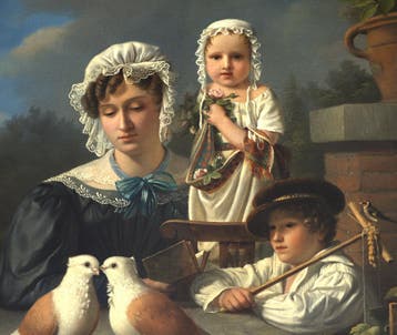 Henri Voordecker (1779-1861), Vrouw met kinderen en duiven