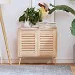 vidaXL Kastdeuren met lamellen 2 st 39,5x29,5 cm massief, Huis en Inrichting, Kasten | Overige, Verzenden, Nieuw