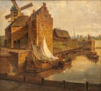 Nederlandse school (XIX) - 19eeeuws havengezicht – De Oude, Antiek en Kunst, Kunst | Schilderijen | Klassiek