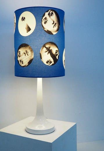 Vintage table lamp/shadow Fornasetti fabric - Tafellamp - .