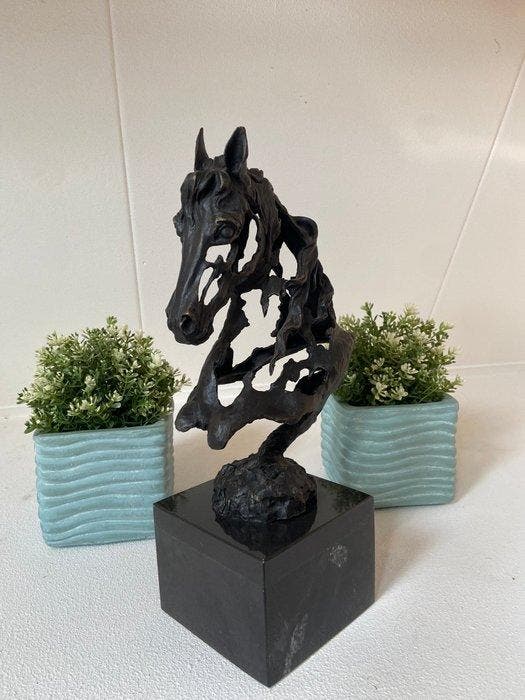 Beeld, Horse Head - 42 cm - Brons, Marmer, Antiek en Kunst, Curiosa en Brocante
