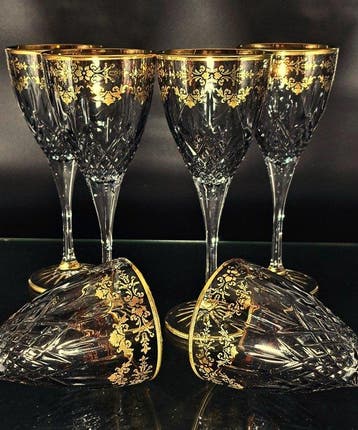 Artemisia - Wijnglas (6) - Kristal, 24-karaats goud - I