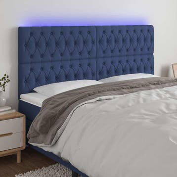 vidaXL Hoofdbord LED 180x7x118/128 cm stof blauw, Verzenden, Nieuw, Blauw, Stof
