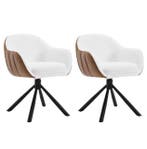 Set van 2 Ergonomische en Gestoffeerde Eetkamerstoelen, Twee, Verzenden, Wit, Nieuw