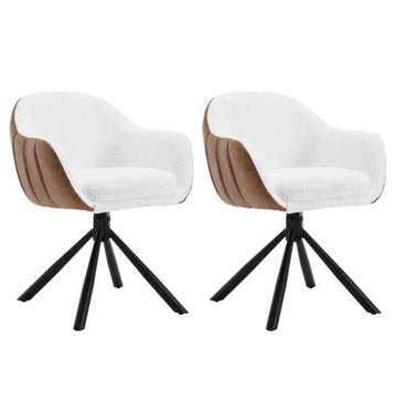 Set van 2 Ergonomische en Gestoffeerde Eetkamerstoelen, Huis en Inrichting, Stoelen, Twee, Verzenden, Wit, Nieuw