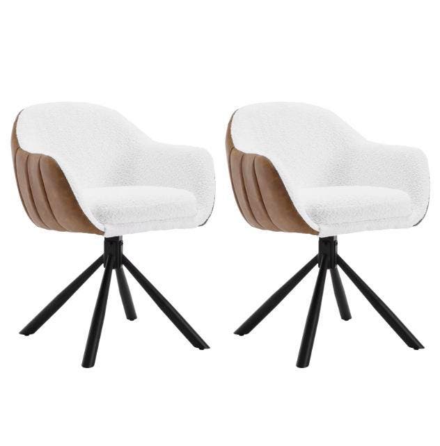 Set van 2 Ergonomische en Gestoffeerde Eetkamerstoelen, Huis en Inrichting, Stoelen, Twee, Wit, Nieuw, Metaal, Stof, Verzenden