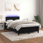 vidaXL Boxspring met matras en LED fluweel zwart 120x200 cm, Verzenden, Zwart, Nieuw, Twijfelaar