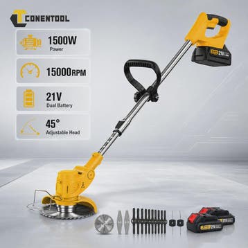 Accu Grastrimmer CONENTOOL 21V - 1500W Krachtige Bosmaaier m, Verzenden, Nieuw