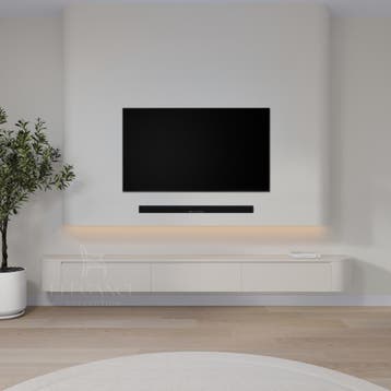 Dulce Japandi Tv-meubel 280 x 32 x 28 cm - Wit, Overige materialen, Nieuw, Ophalen of Verzenden, 200 cm of meer