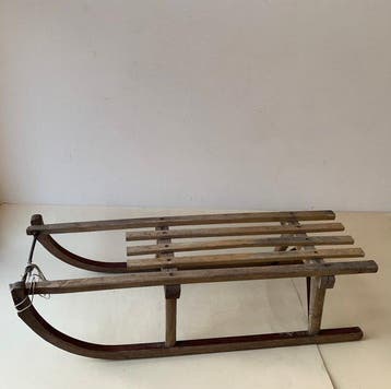 Bank - Hout, IJzer - originele vintage Sledge