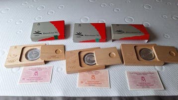 Spanje. 2000 Pesetas 1990/1992 Barcelona 92 (3 zilveren, Postzegels en Munten