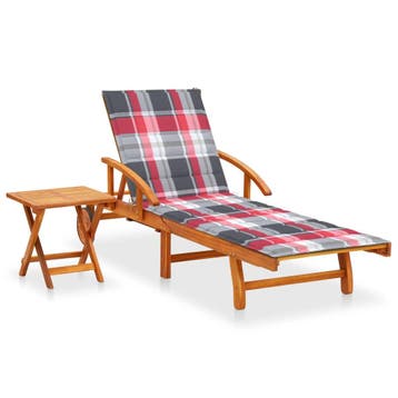 vidaXL Ligbed met tafeltje en kussen massief acaciahout, Tuin en Terras, Ligbedden, Verzenden, Nieuw
