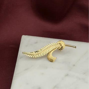 Gouden veer broche, Ophalen of Verzenden, Gebruikt, Goud, Goud