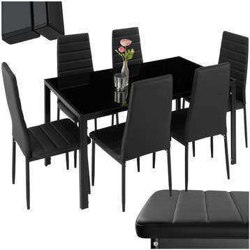 Eettafelset Brandenburg 6+1 - zwart/zwart, Verzenden, Nieuw