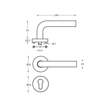 Intersteel Deurkruk Lisa 90° op rozet geveerd met, Verzenden, Nieuw